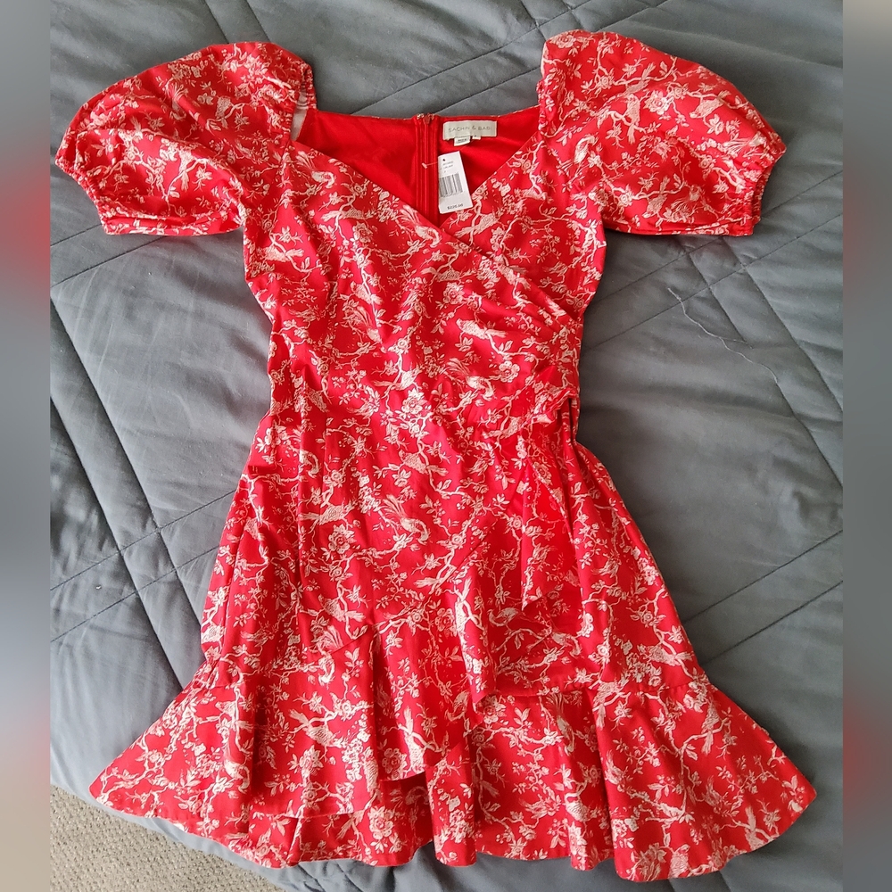 Sachin & Babi Catherine Puff Sleeve Faux Wrap Mini Dress - Picture 1 of 16